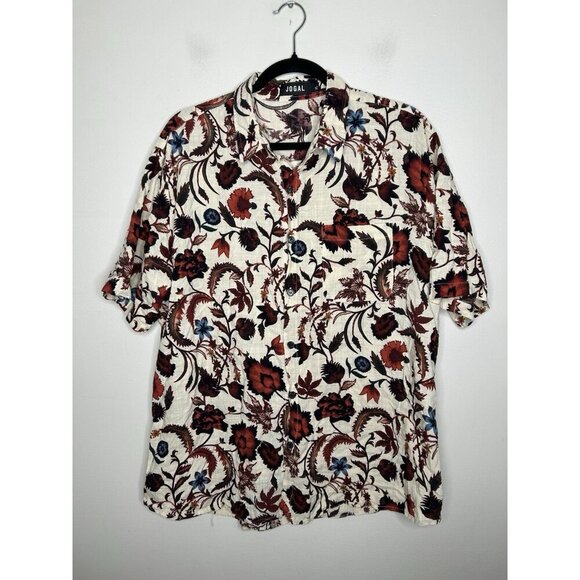 Jogal Hawaiian Shirt Mens Short Sleeve Button Up Red Floral Print Size XL - Picture 1 of 9